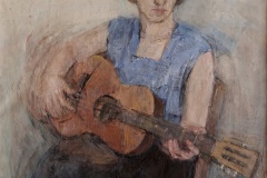 Olgierd Bierwiaczonek "Grająca gitarzystka - portret siostry Alicji"